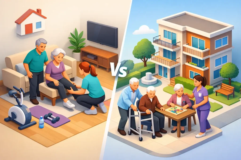 Rehabilitación en casa vs residencia: qué elegir
