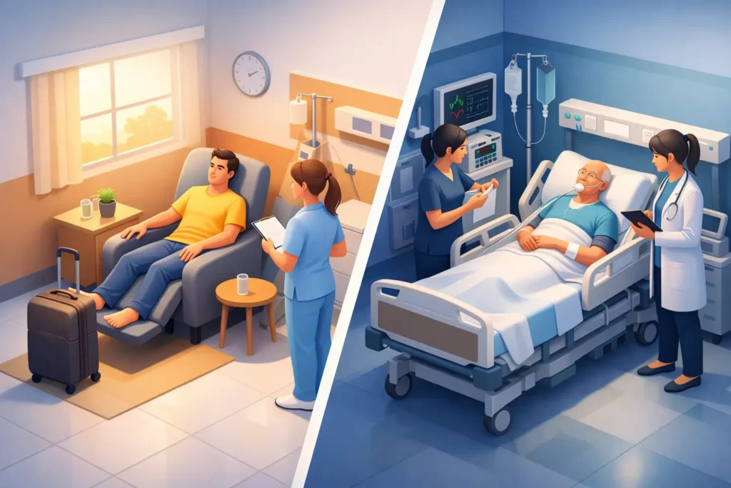 Estancia temporal vs hospitalización prolongada